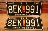 画像: dp-201101-27 License Plate 1980's MISSOURI "8EK 991" Set