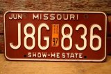 画像: dp-201101-27 License Plate 1980's MISSOURI "J8G-836"