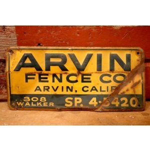 画像: dp-240207-22 ARVIN FENCE CO. Metal Sign