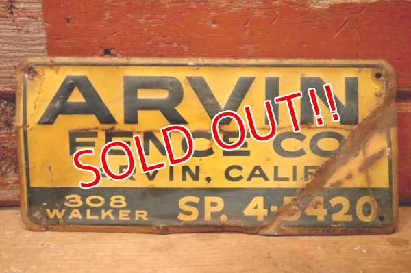画像1: dp-240207-22 ARVIN FENCE CO. Metal Sign