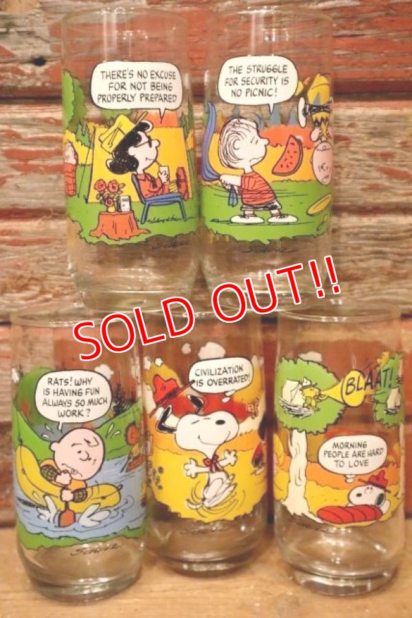 画像1: gs-240207-06 PEANUTS / McDonald's1983 Camp Snoopy Collection Glass Full set