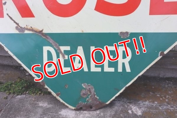 画像6: dp-240207-21 NATIONAL DEALER WHITE ROSE / 1950's Gas Station W-Sided Enamel Sign