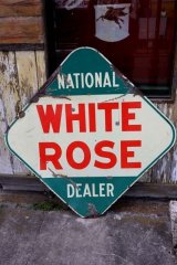 画像: dp-240207-21 NATIONAL DEALER WHITE ROSE / 1950's Gas Station W-Sided Enamel Sign