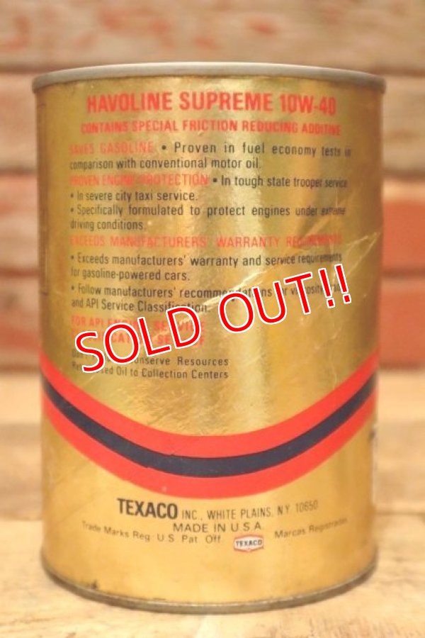 画像2: dp-240207-18 TEXACO / HAVOLINE SUPREME MOTOR OIL One U.S. Quart Can