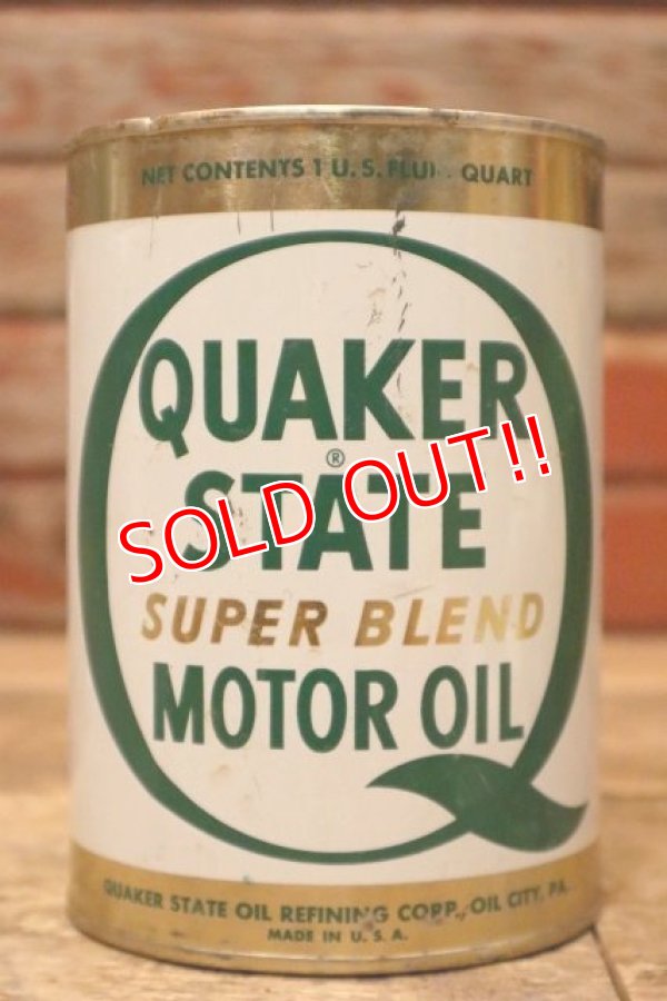 画像1: dp-240207-18 QUAKER STATE / 1970's SUPER BLEND MOTOR OIL One U.S. Quart Can