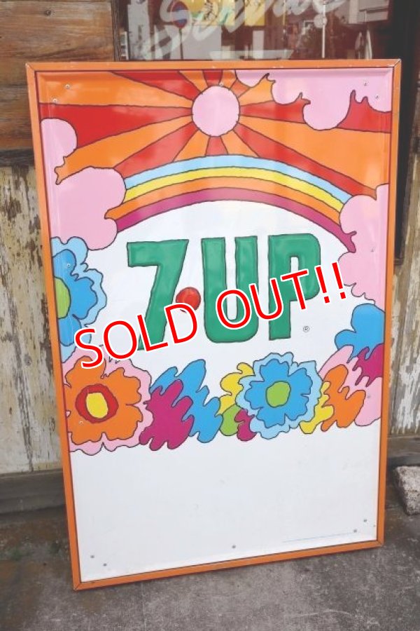 画像1: dp-240301-01 7up × Peter Max / 1970's Huge W-sided Metal Sign