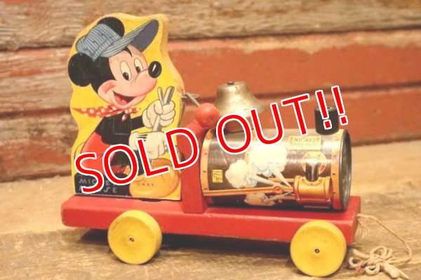 画像1: ct-240301-30 Mickey Mouse / Fisher-Price Toys 1940's-1950's Choo Choo Train Pull Toy #485
