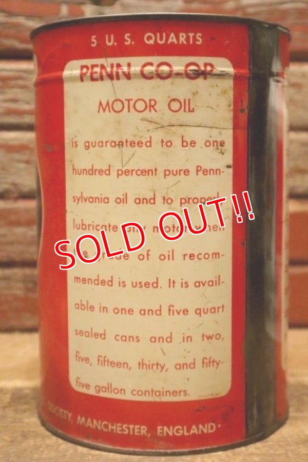画像5: dp-240508-28 PENN CO-OP MOTOR OIL  5 U.S. Quarts Can