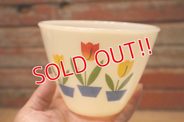 画像2: kt-230809-05 Fire-King / 1950's Ivory Tulip Grease Jar