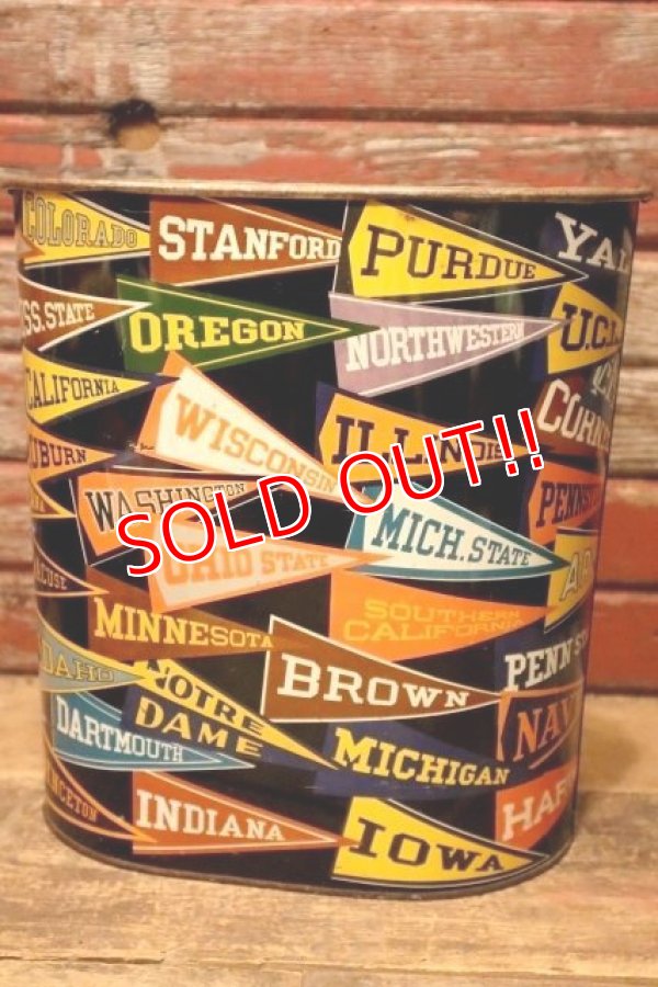 画像1: dp-240718-06 HARVELL 1950's-1960's College Pennant Trash Can