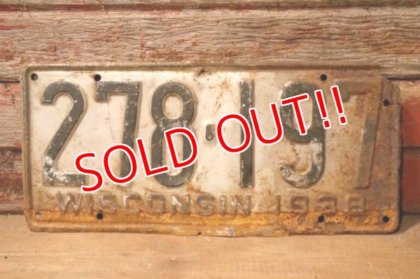 画像1: dp-230601-21 License Plate 1938 WISCONSIN "278-197"