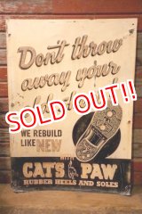 画像: dp-240911-54 CAT'S PAW RUBBER HEELS AND SOLES / 1940's Advertising Metal Sign