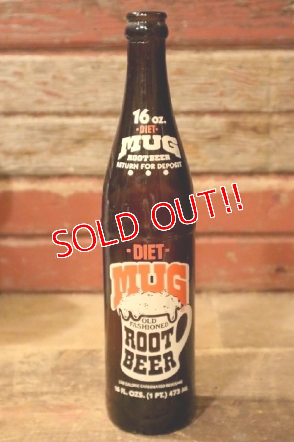 画像1: dk-051 DIET MUG ROOT BEER / 1980's 16 FL.OZ Bottle