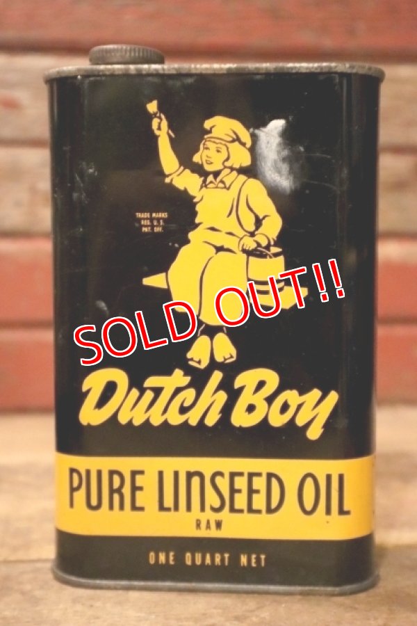 画像1: dp-241027-15 Dutch Boy Paint 1950's-1960's PURE LINSEED OIL One Quart Can