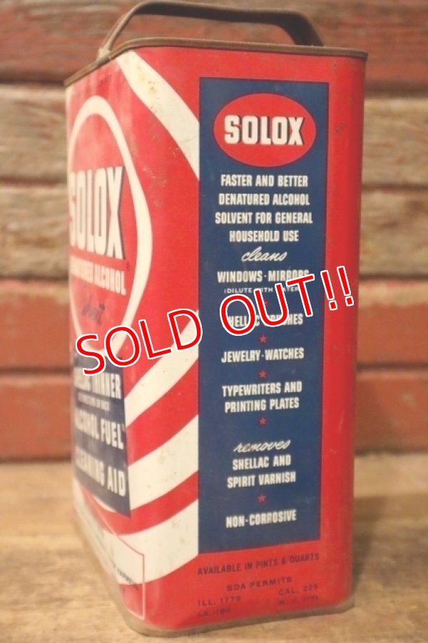 画像4: dp-241106-18 U.S. INDUSTRIAL CHEMICALS CO. / SOLOX DENATURED ALCOHOL CAN