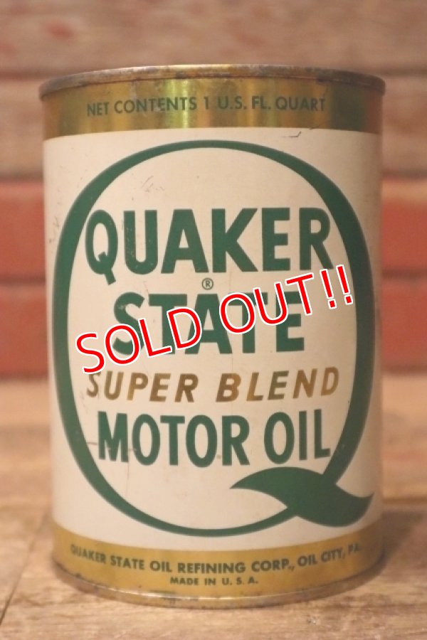 画像1: dp-240207-18 QUAKER STATE / 1970's SUPER BLEND MOTOR OIL One U.S. Quart Can