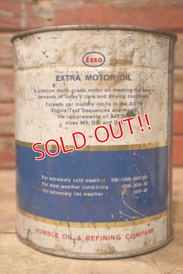 画像4: dp-241225-05 HUMBLE OIL & REFINING COMPANY / Esso EXTRA MOTOR OIL 1960's 4 U.S. Quarts Can
