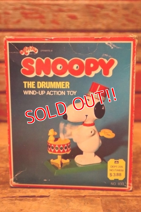 画像10: ct-240605-26 Snoopy / AVIVA 1970's Wind-Up Action Toy "Drummer" ※帽子パーツ違い