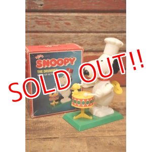 画像: ct-240605-26 Snoopy / AVIVA 1970's Wind-Up Action Toy "Drummer" ※帽子パーツ違い