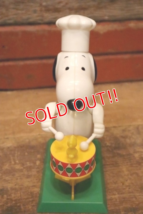 画像3: ct-240605-26 Snoopy / AVIVA 1970's Wind-Up Action Toy "Drummer" ※帽子パーツ違い