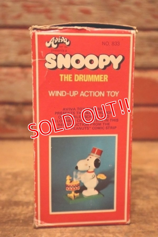 画像12: ct-240605-26 Snoopy / AVIVA 1970's Wind-Up Action Toy "Drummer" ※帽子パーツ違い