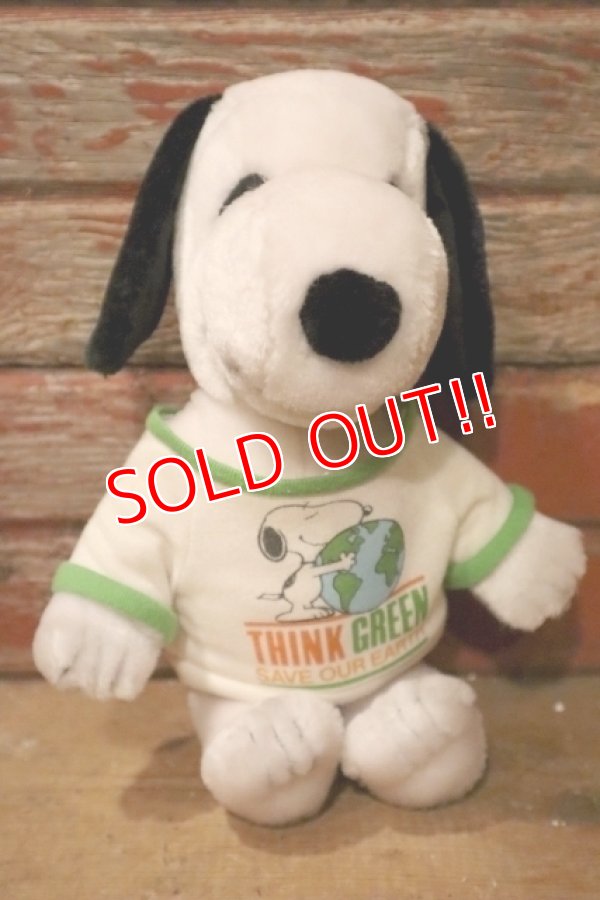 画像1: ct-241230-05 Snoopy / Applause 1990's Plush Doll "THINK GREEN SAVE OUR EARTH"