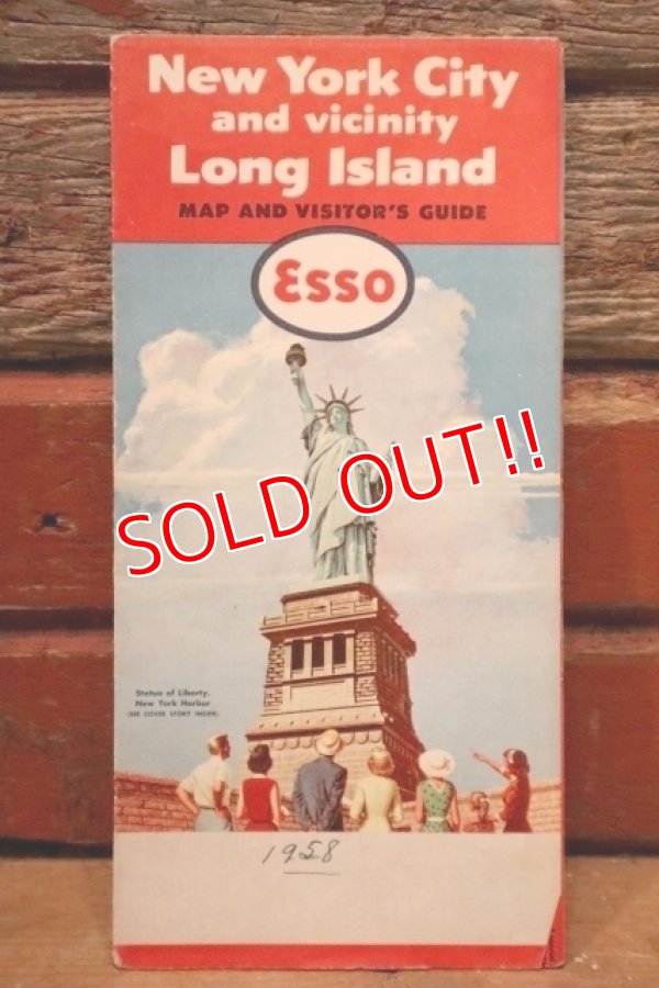 画像1: dp-240605-06 Esso / 1958 Road Map "New York City and vicinity Long Island"