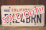 画像: dp-241106-32 License Plate 1990's CALIFORNIA "BZN4BRN"