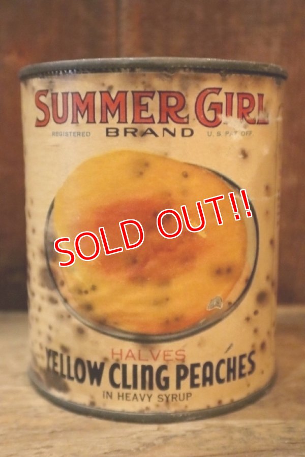 画像3: dp-250205-77 THE H.D. LEE COMPANY SUMMER GIRL BRAND YELLOW CLING PEACHES CAN