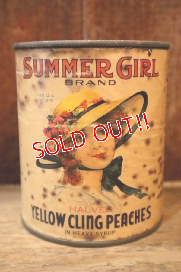 画像1: dp-250205-77 THE H.D. LEE COMPANY SUMMER GIRL BRAND YELLOW CLING PEACHES CAN