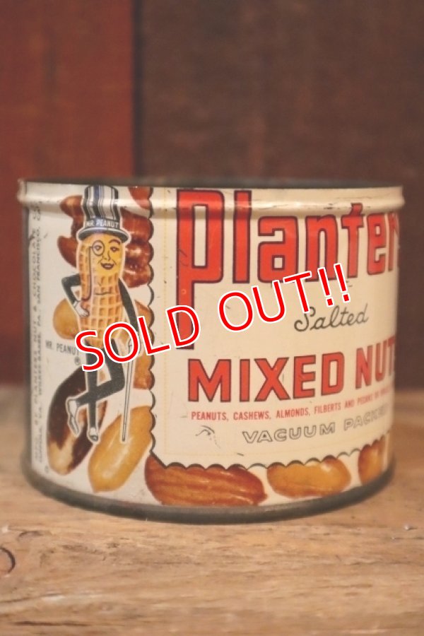 画像1: ct-250205-78 PLANTERS / MR.PEANUT 1950's Salted MIXED NUTS TIN CAN