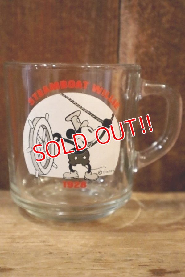 画像1: ct-250205-11 Mickey Mouse / Anchor Hocking 1970's Mug "STEAMBOAT WILLIE"