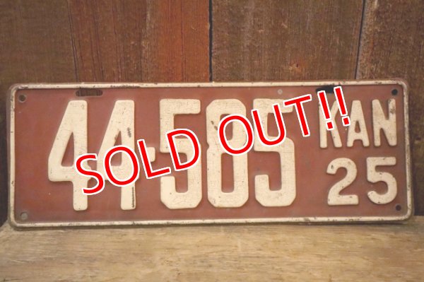 画像1: dp-250205-21 License Plate 1925 KANSAS "44-585"