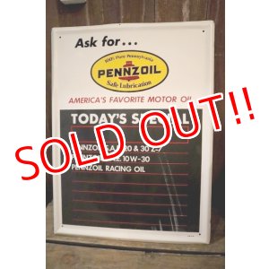 画像: dp-250205-61 PENNZOIL 1970's Menu Board Metal Sign