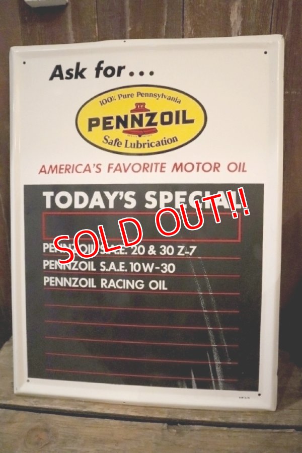 画像1: dp-250205-61 PENNZOIL 1970's Menu Board Metal Sign