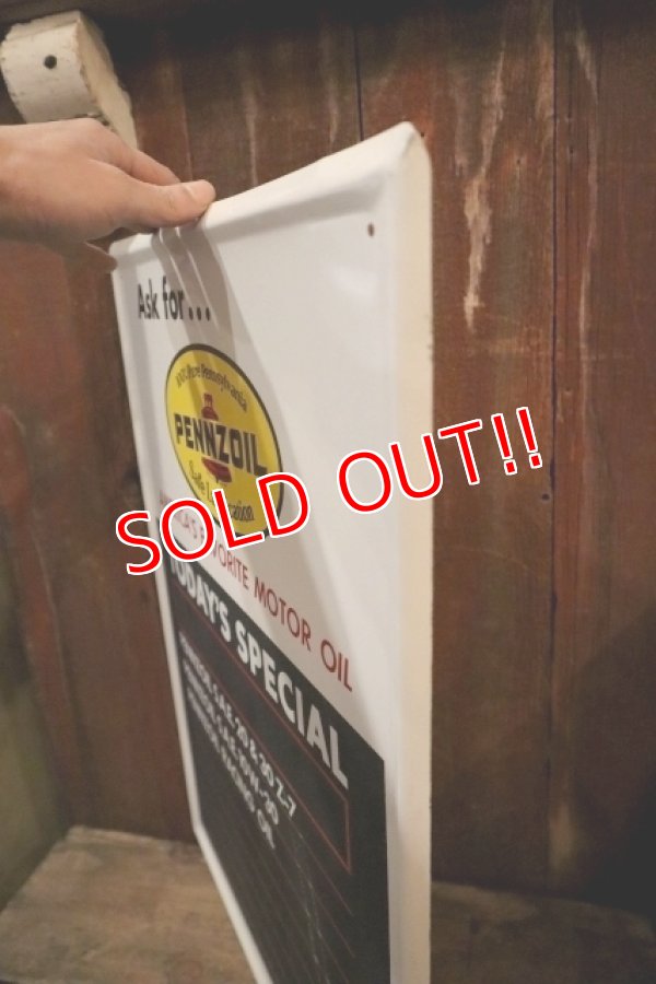 画像8: dp-250205-61 PENNZOIL 1970's Menu Board Metal Sign
