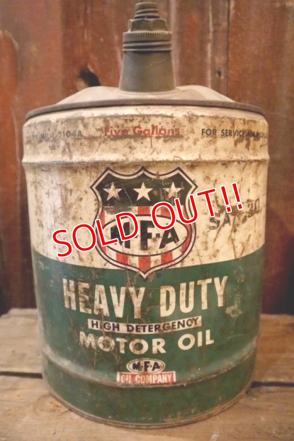 画像1: dp-250205-70 M・F・A  MOTOR OIL 1950's-1960's 5 U.S. GALLONS CAN