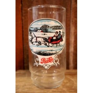 画像: gs-250205-49 PEPSI 1980's-1990's HOLIDAY GLASS "Sled & Ice Skating"