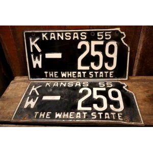 画像: dp-250205-21 License Plate 1955 KANSAS "KW-259" Set