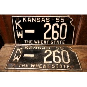 画像: dp-250205-21 License Plate 1955 KANSAS "KW-260" Set