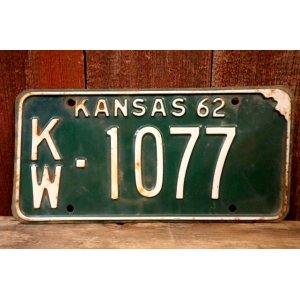画像: dp-250205-21 License Plate 1962 KANSAS "KW-1077"