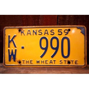 画像: dp-250205-21 License Plate 1959 KANSAS "KW-990"