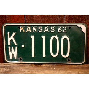 画像: dp-250205-21 License Plate 1962 KANSAS "KW-1100"