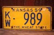 画像1: dp-250205-21 License Plate 1959 KANSAS "KW-989"