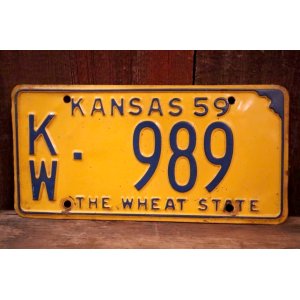 画像: dp-250205-21 License Plate 1959 KANSAS "KW-989"