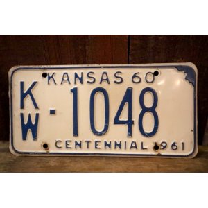 画像: dp-250205-21 License Plate 1960 KANSAS "KW-1048"