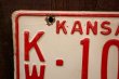 画像2: dp-250205-21 License Plate 1957 KANSAS "KW-1070"