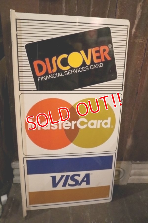 画像1: dp-250205-36 DISCOVER・Master Card・VISA 1990's W-sided Metal Sign