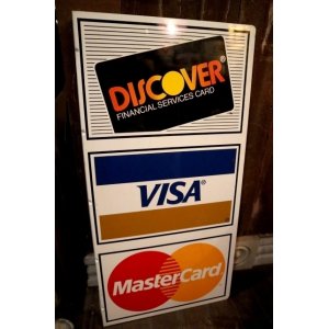 画像: dp-250205-36 DISCOVER・VISA ・Master Card 1990's W-sided Metal Sign