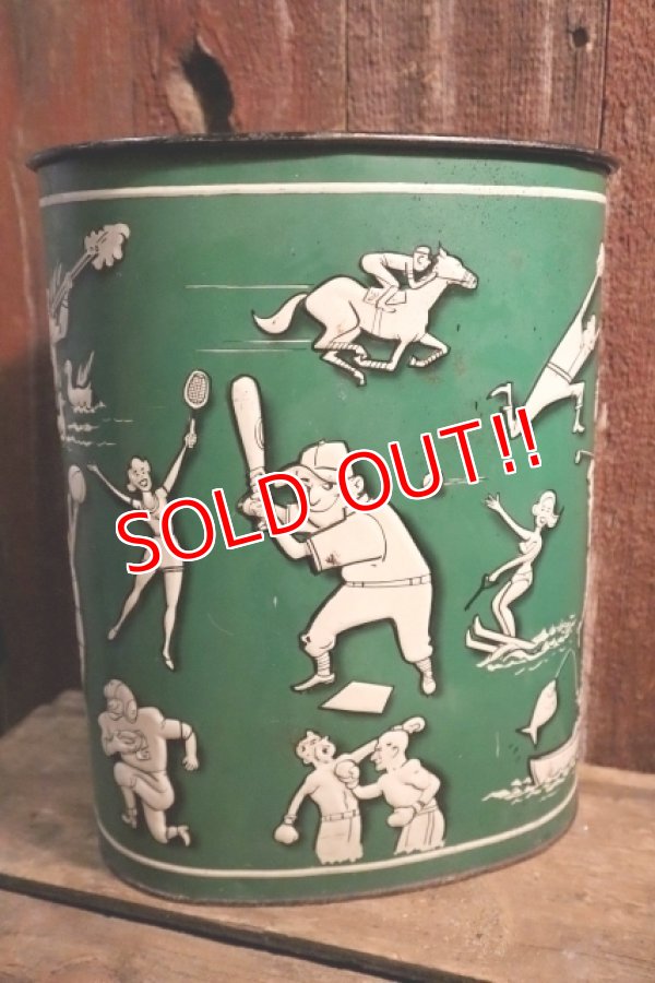 画像1: dp-250404-09 WEIBRO CORP 1970's Sports Themed Metal Trash Can 